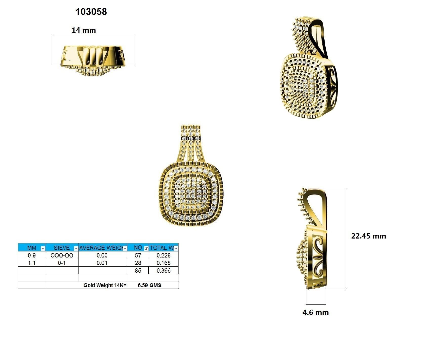 Women square pendant 3dm stl render detail 3D print model_9