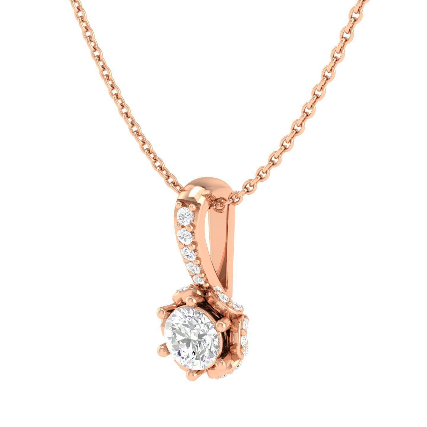 Women round solitaire pendant 3dm stl render detail 3D print model_2