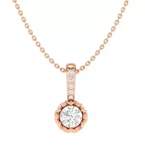 Women round solitaire pendant 3dm stl render detail