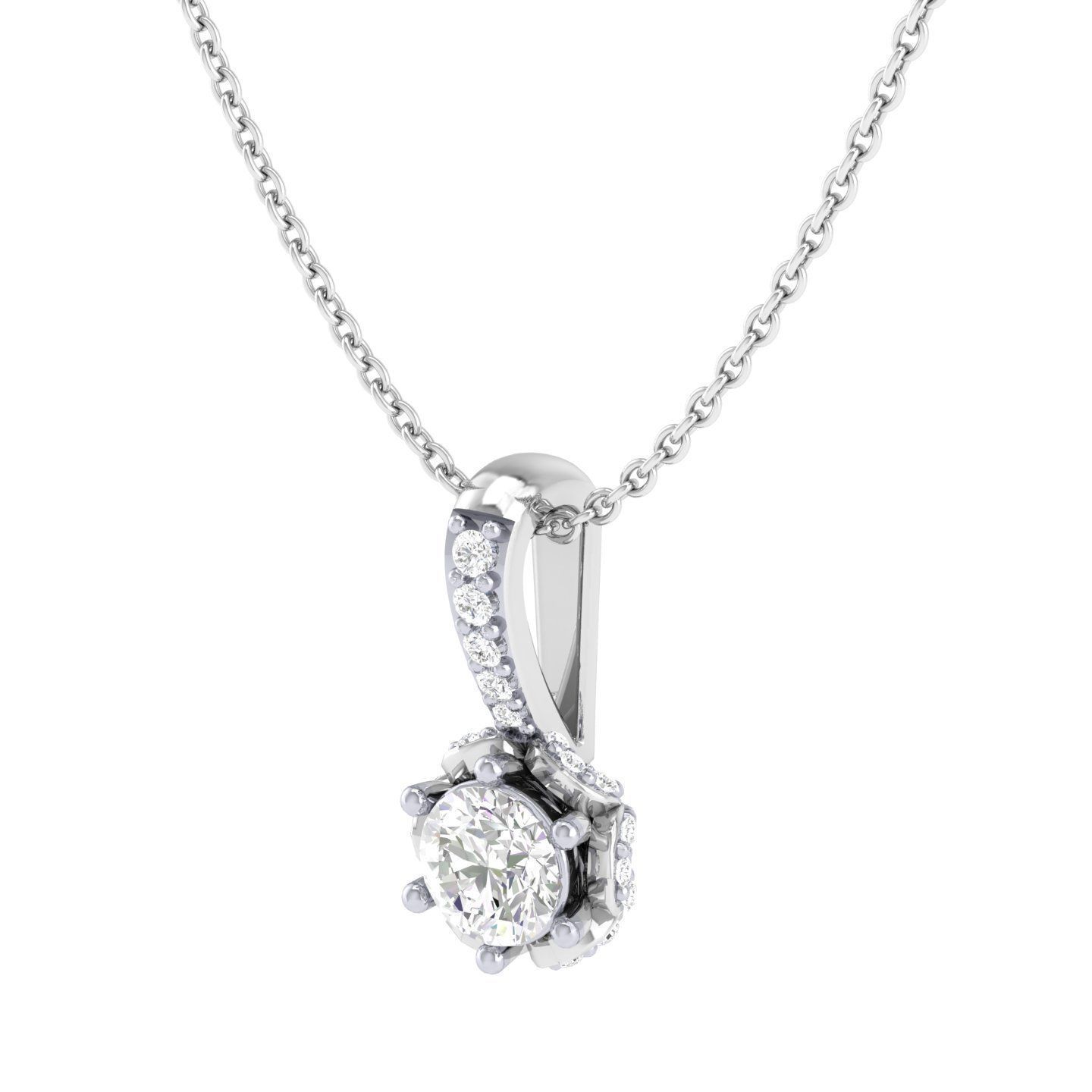 Women round solitaire pendant 3dm stl render detail 3D print model_5