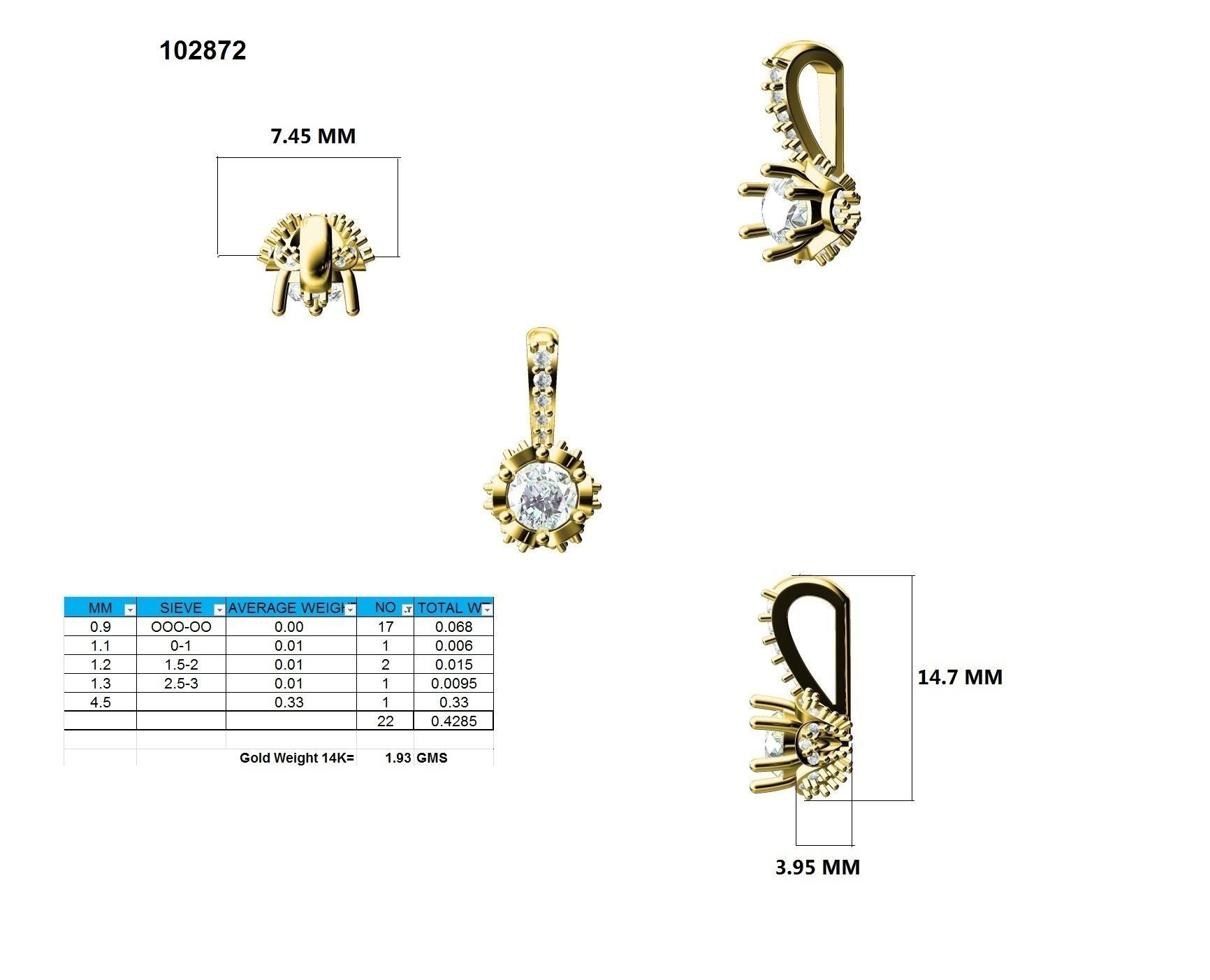 Women round solitaire pendant 3dm stl render detail 3D print model_9