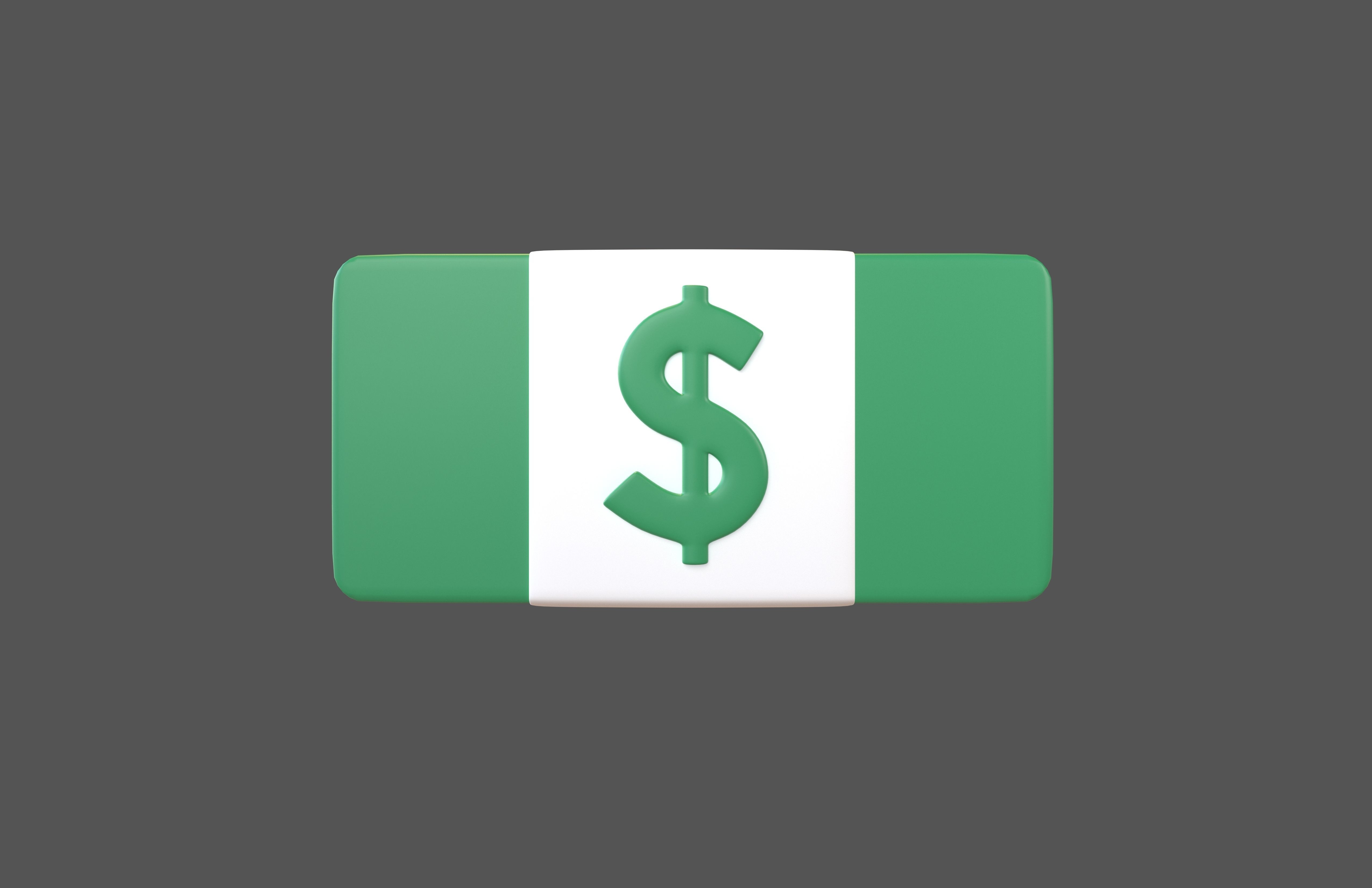 Cartoon Dollor v1 001 Low-poly 3D model_2