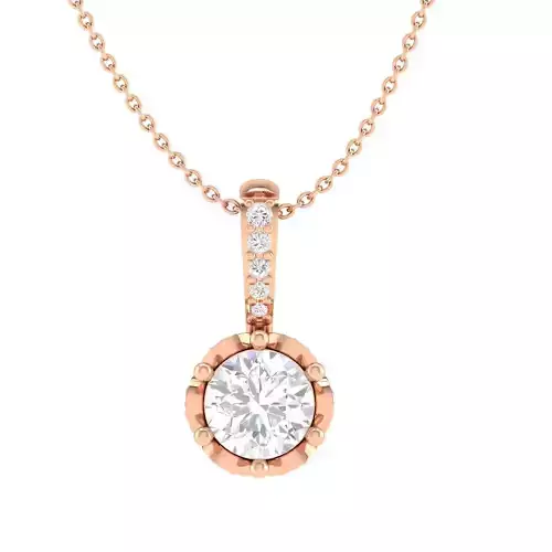 Women round solitaire pendant 3dm stl render detail