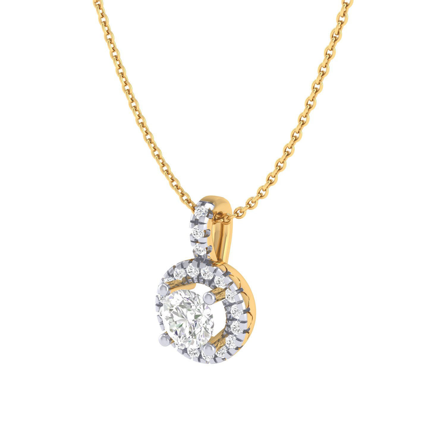 Women round solitaire pendant 3dm stl render detail 3D print model_8