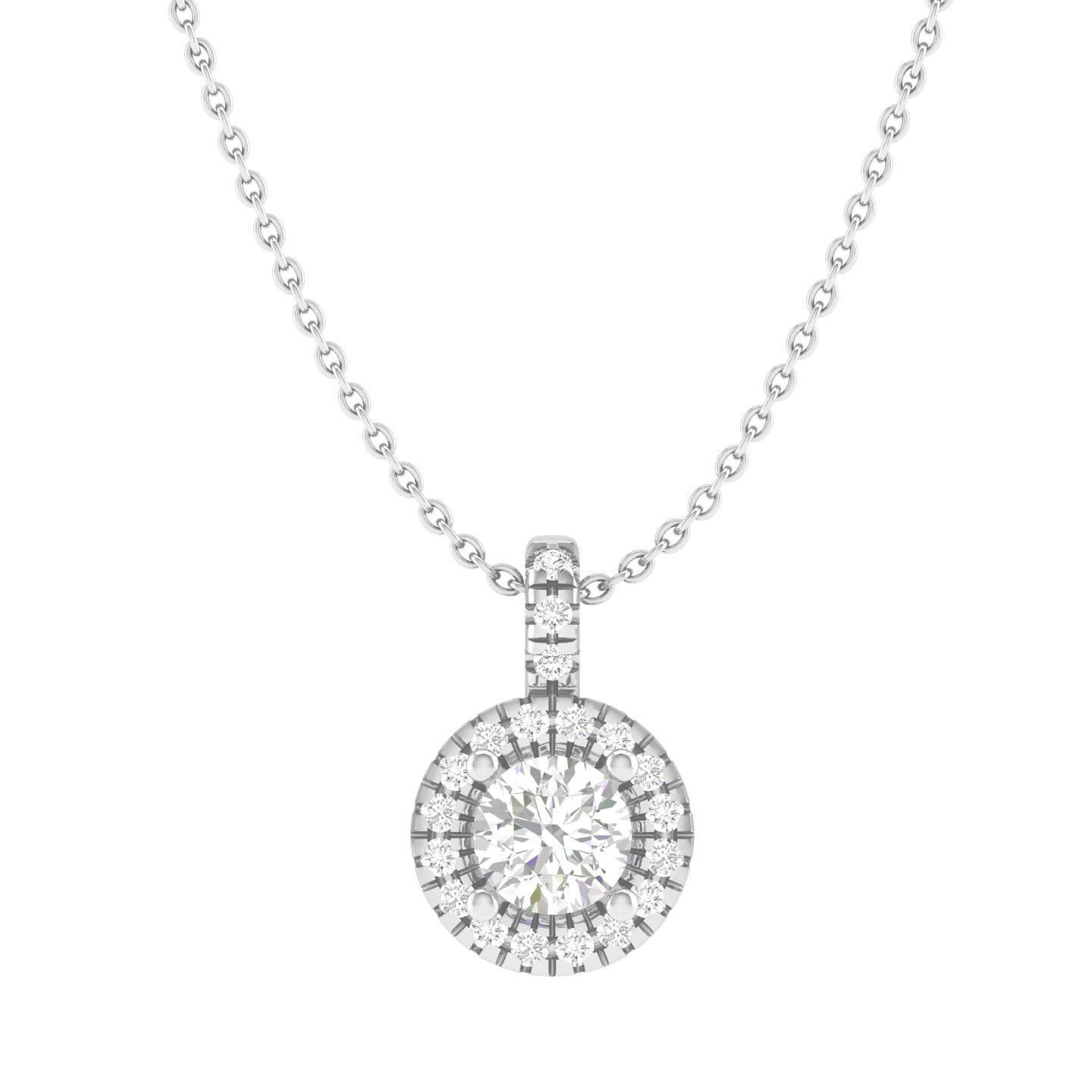 Women round solitaire pendant 3dm stl render detail 3D print model_3