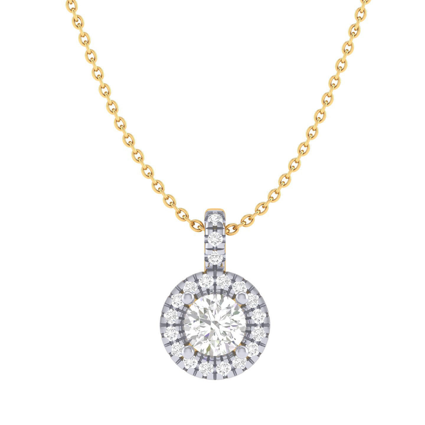 Women round solitaire pendant 3dm stl render detail 3D print model_6