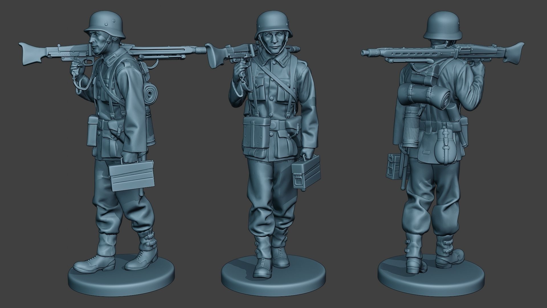 German soldiers ww2 MG42 G7 Pack1 3D Model Collection_4
