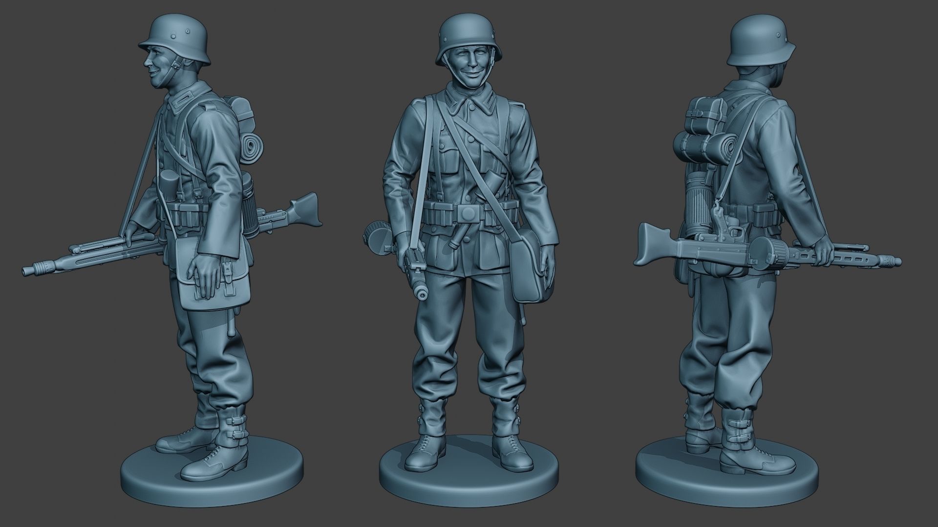 German soldiers ww2 MG42 G7 Pack1 3D Model Collection_2