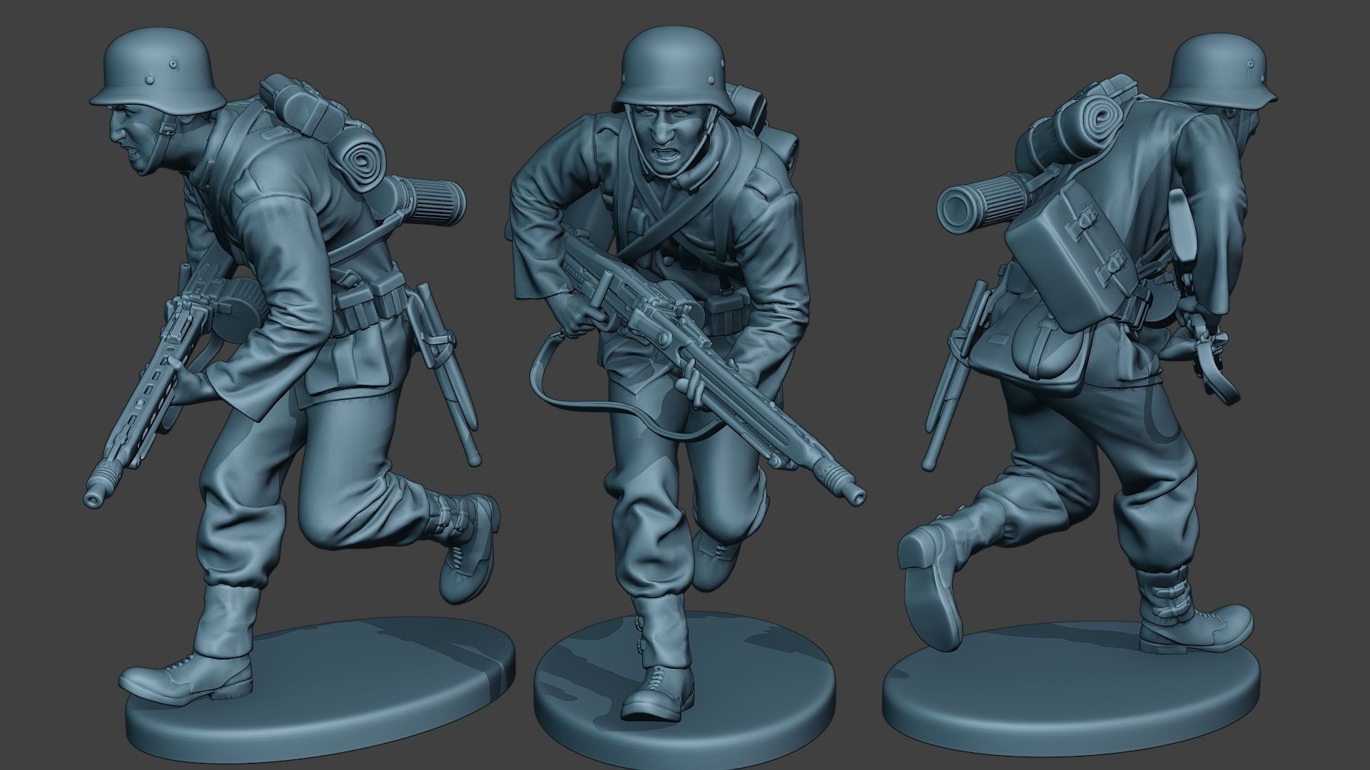 German soldiers ww2 MG42 G7 Pack1 3D Model Collection_3