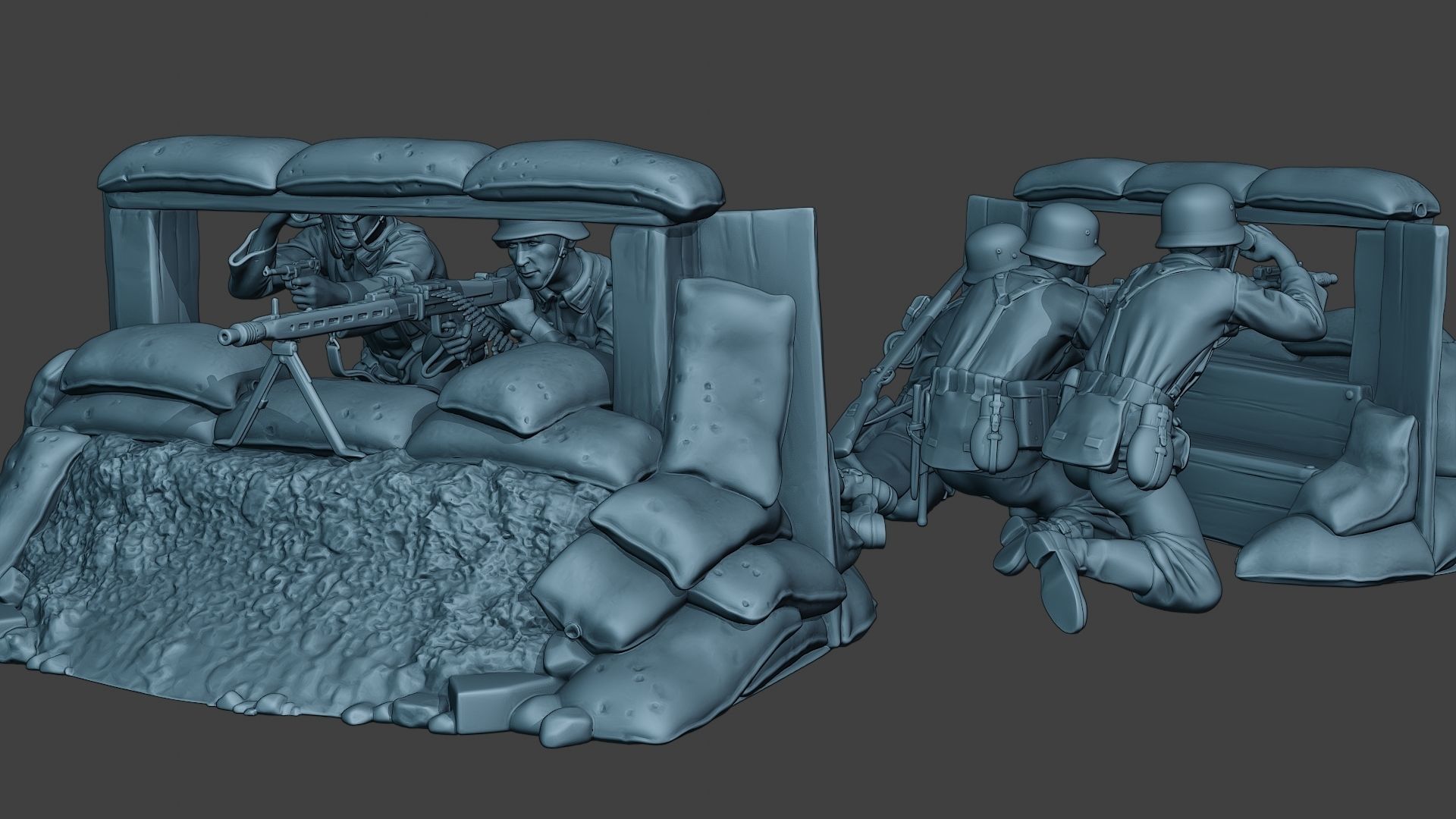 German soldiers ww2 MG42 G7 Pack1 3D Model Collection_5