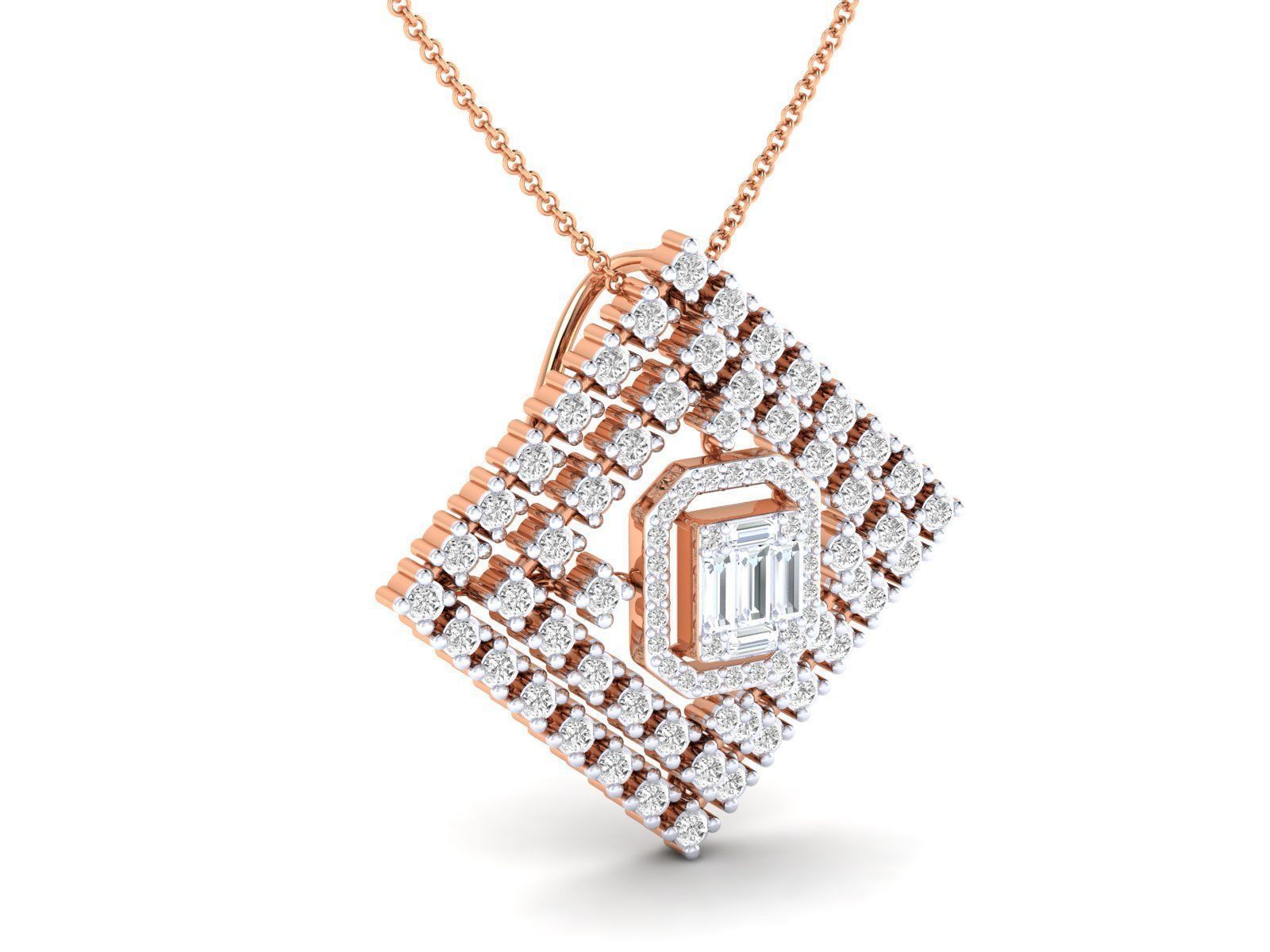 Women square pendant 3dm stl render detail 3D print model_1