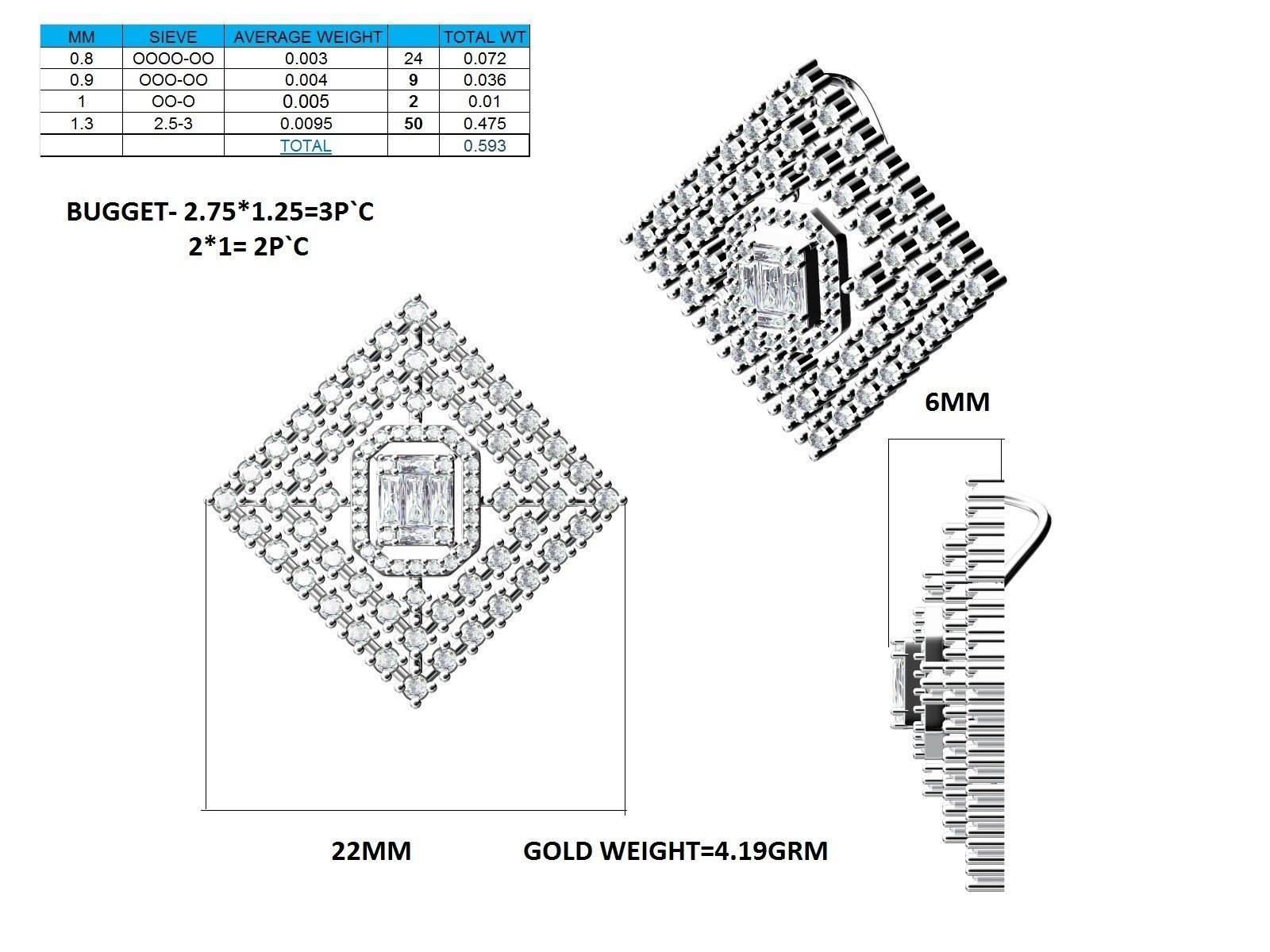 Women square pendant 3dm stl render detail 3D print model_18