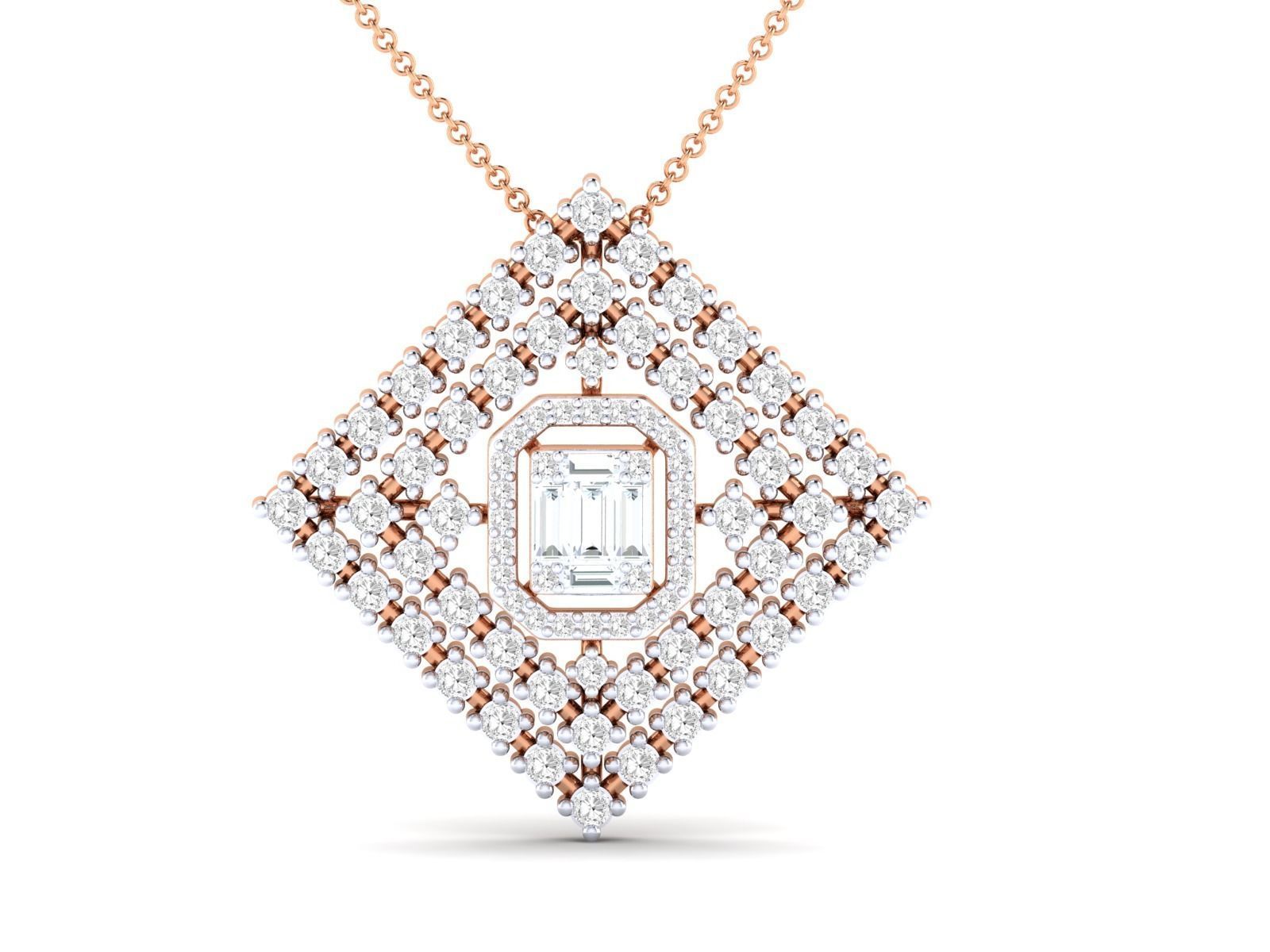 Women square pendant 3dm stl render detail 3D print model_3
