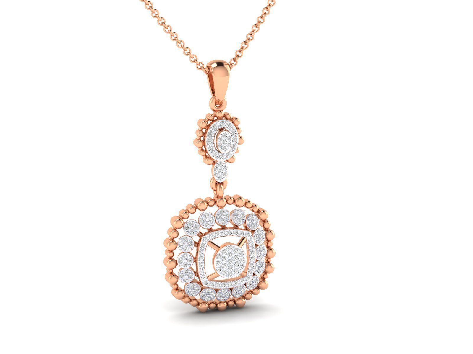 Women square pendant 3dm stl render detail 3D print model_2