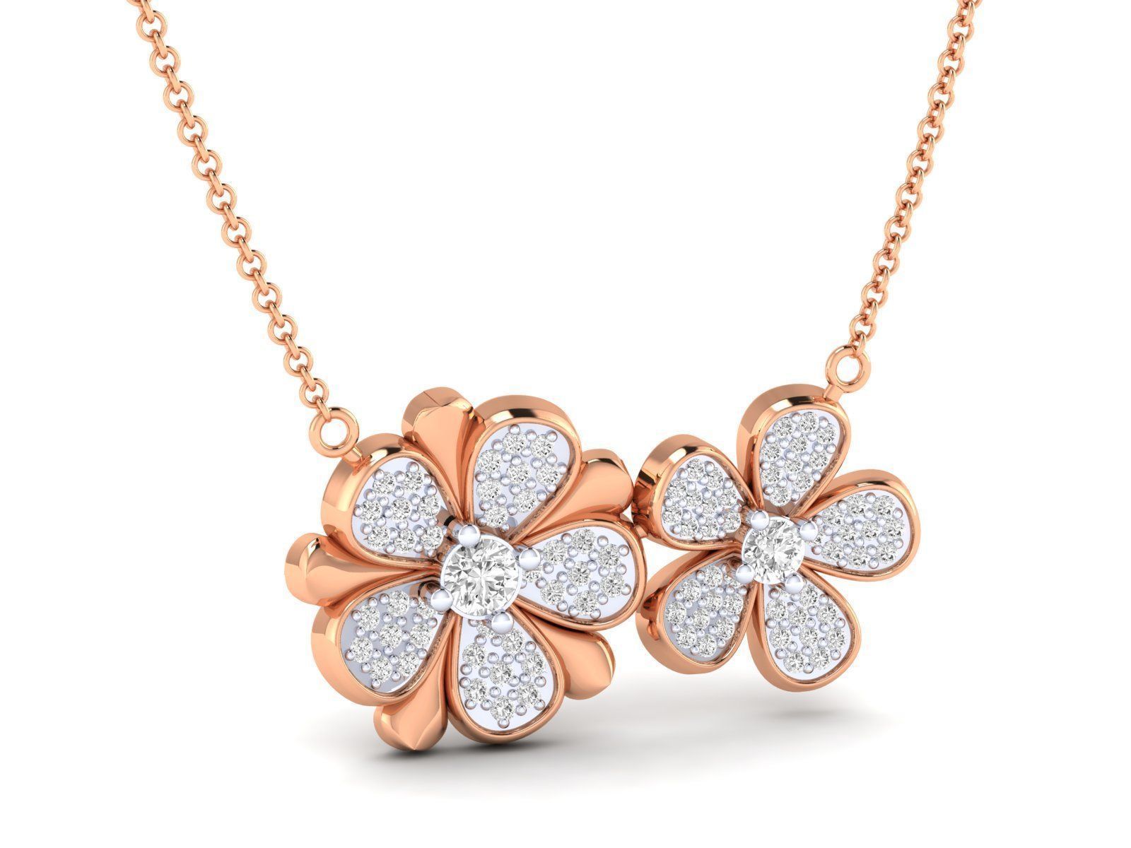 Women flower necklace pendant 3dm stl render detail 3D print model_1