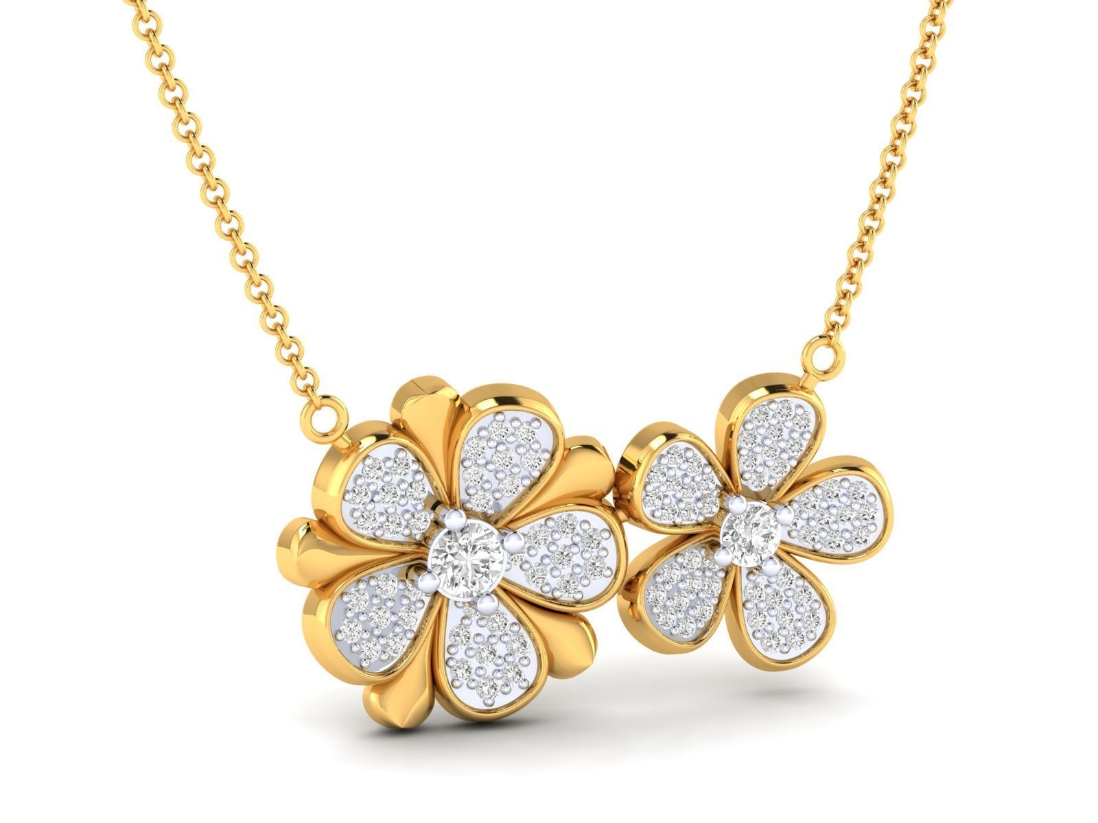 Women flower necklace pendant 3dm stl render detail 3D print model_13
