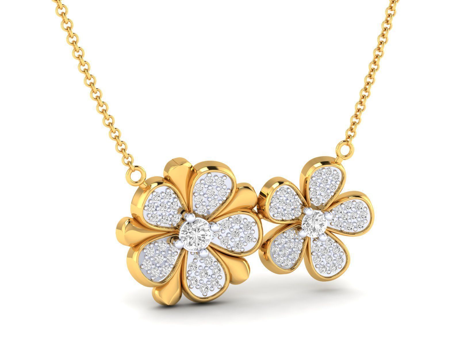 Women flower necklace pendant 3dm stl render detail 3D print model_12