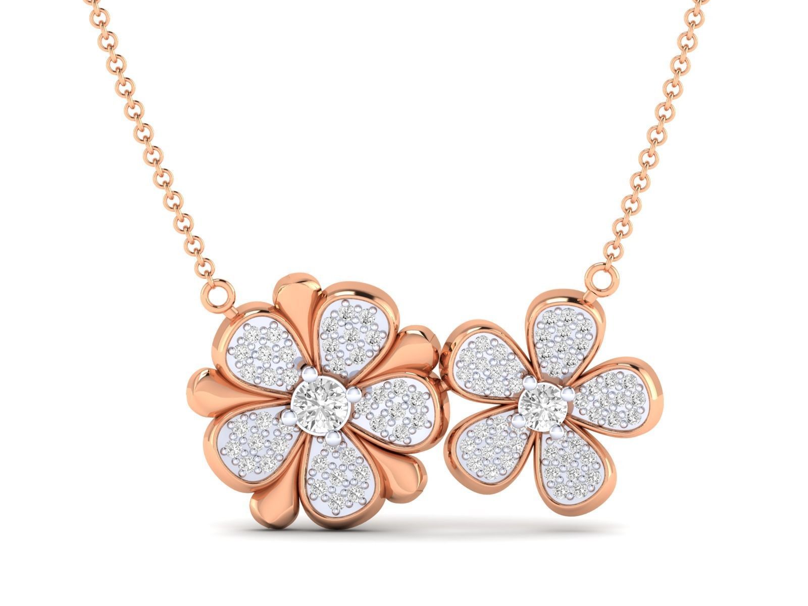 Women flower necklace pendant 3dm stl render detail 3D print model_3