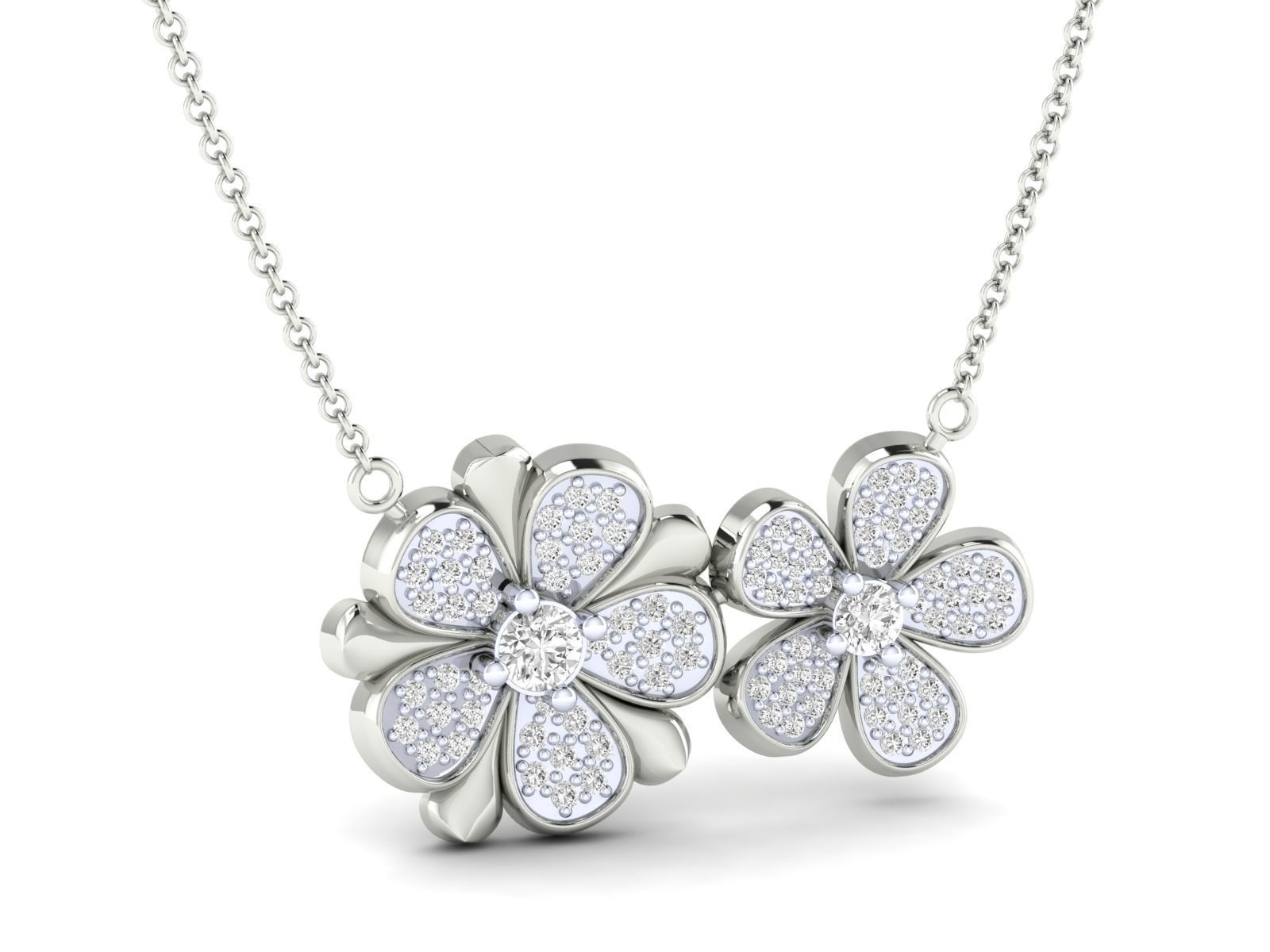 Women flower necklace pendant 3dm stl render detail 3D print model_7