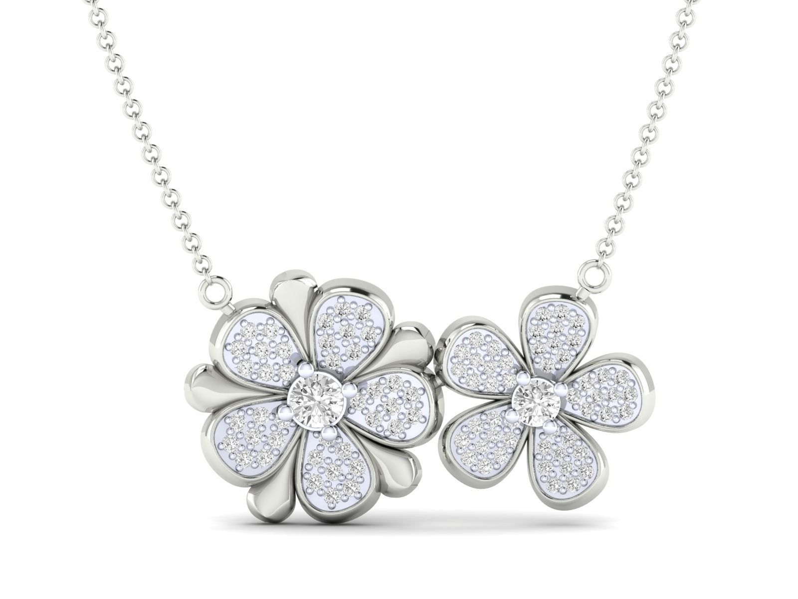 Women flower necklace pendant 3dm stl render detail 3D print model_9