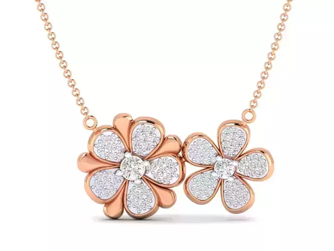Women flower necklace pendant 3dm stl render detail 3D print model