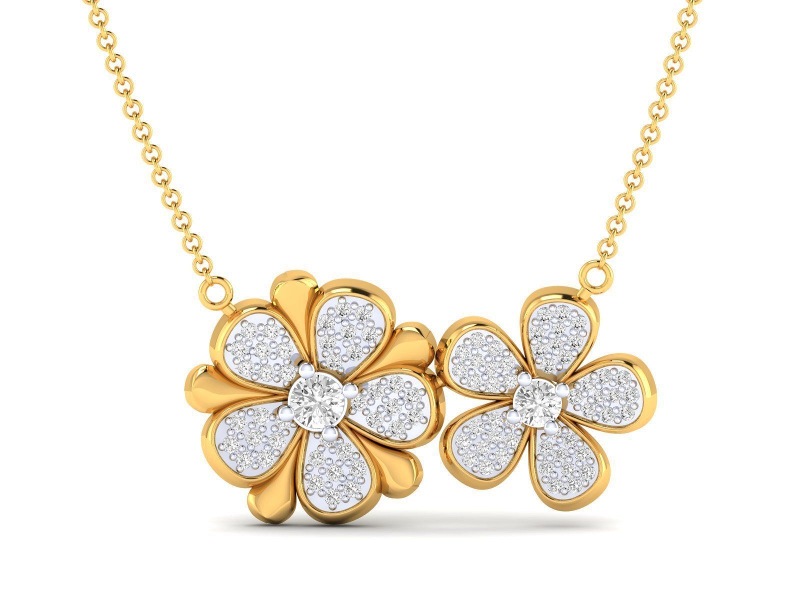 Women flower necklace pendant 3dm stl render detail 3D print model_14