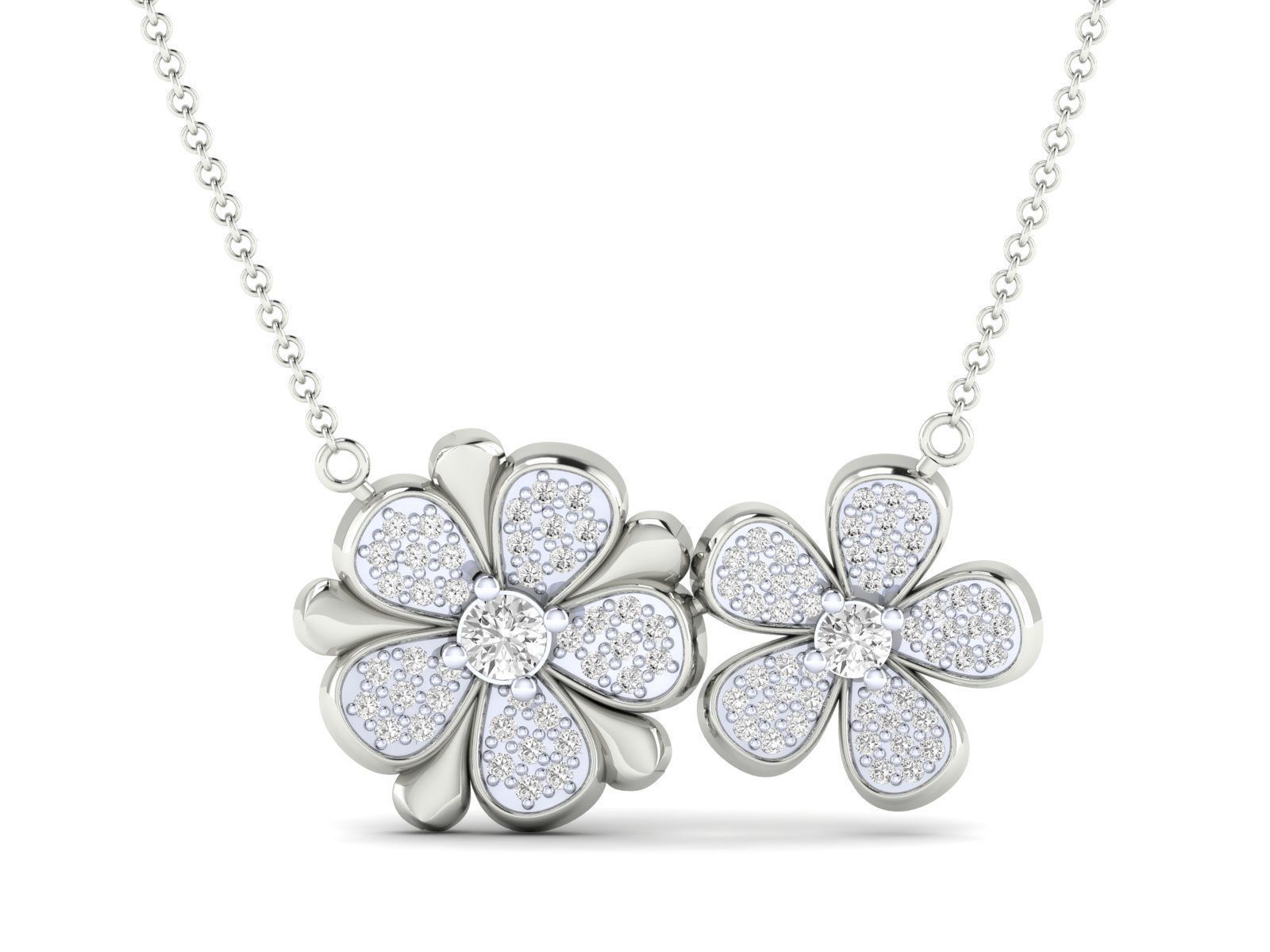 Women flower necklace pendant 3dm stl render detail 3D print model_8