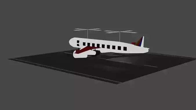 Aercopter airplane landing on runway Low-poly 3D model