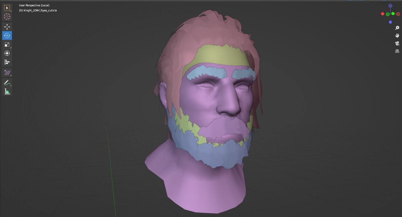 Knight hairstyle Low-poly 3D model_7