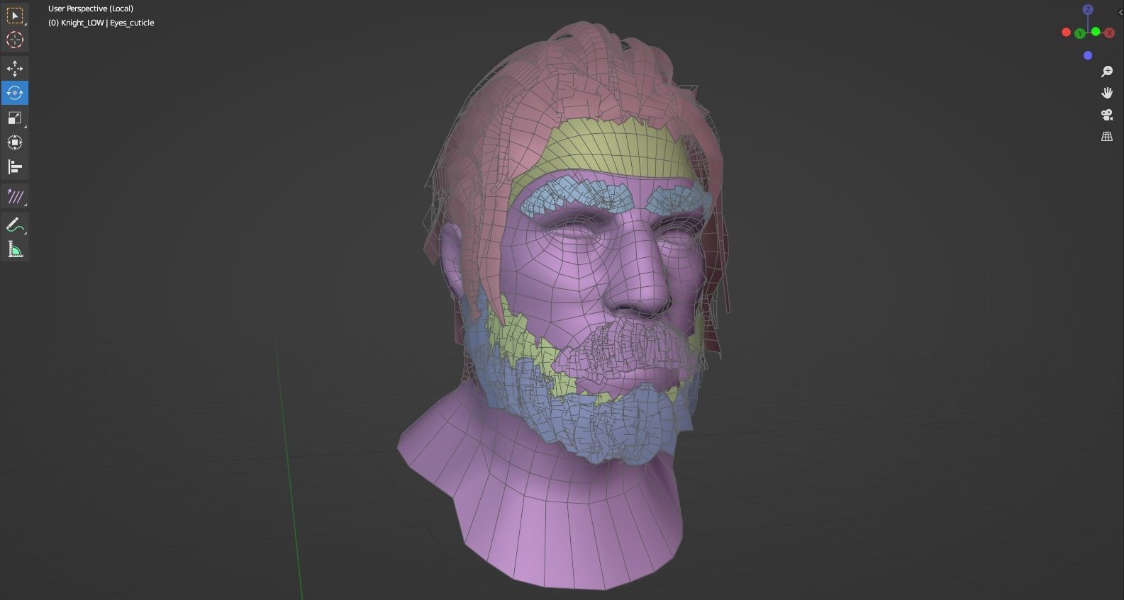 Knight hairstyle Low-poly 3D model_8