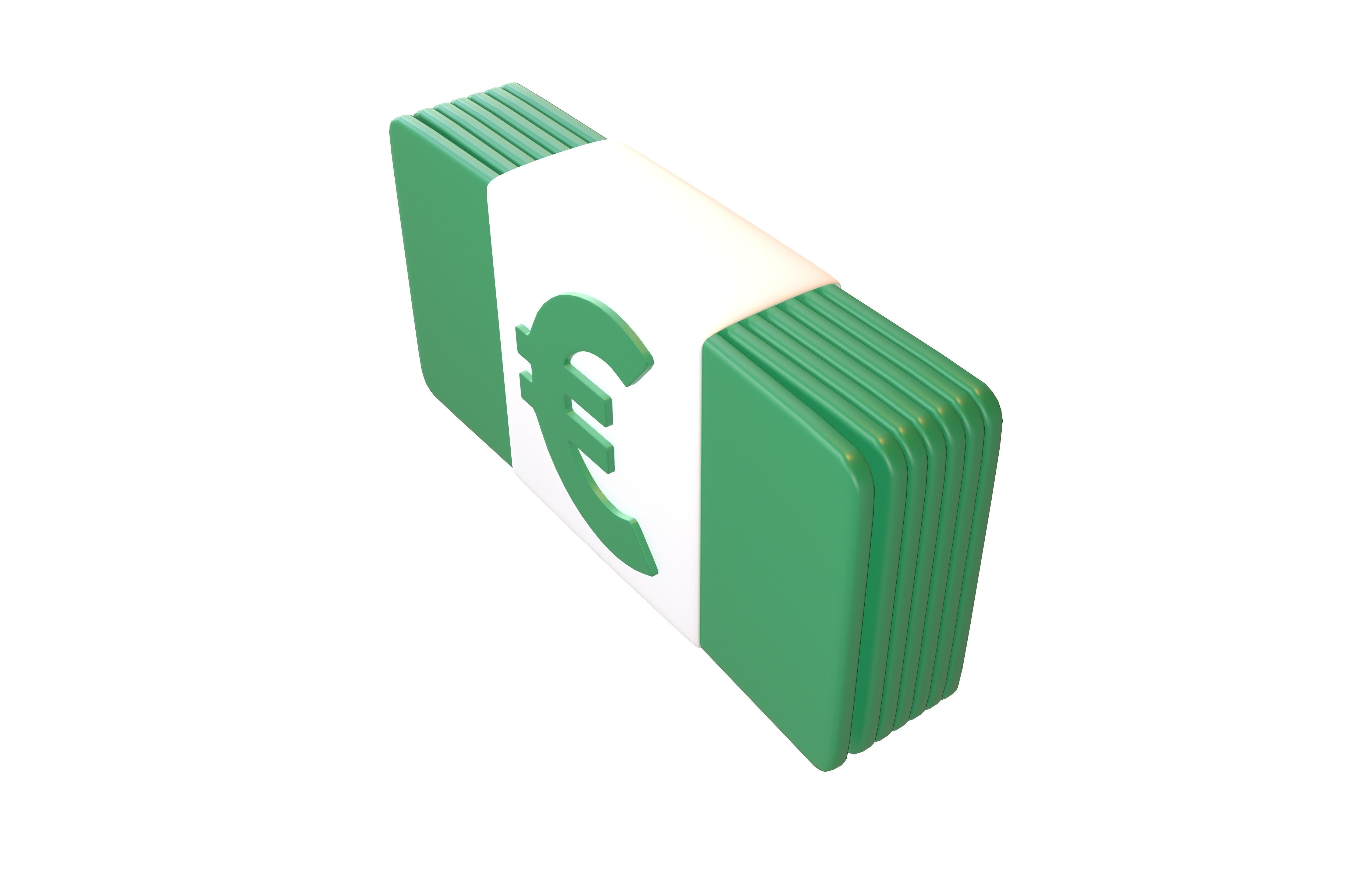 Cartoon Euro Money v1 001 Low-poly 3D model_3