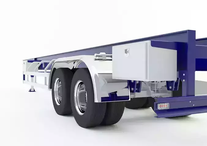  blue truck trailer 3d model