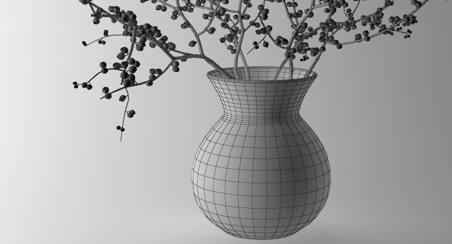 Branches With Berries In Vase 3D model_6