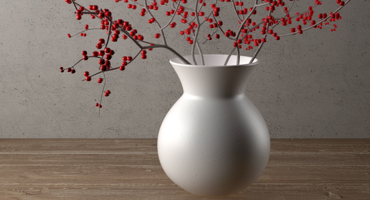 Branches With Berries In Vase 3D model_2