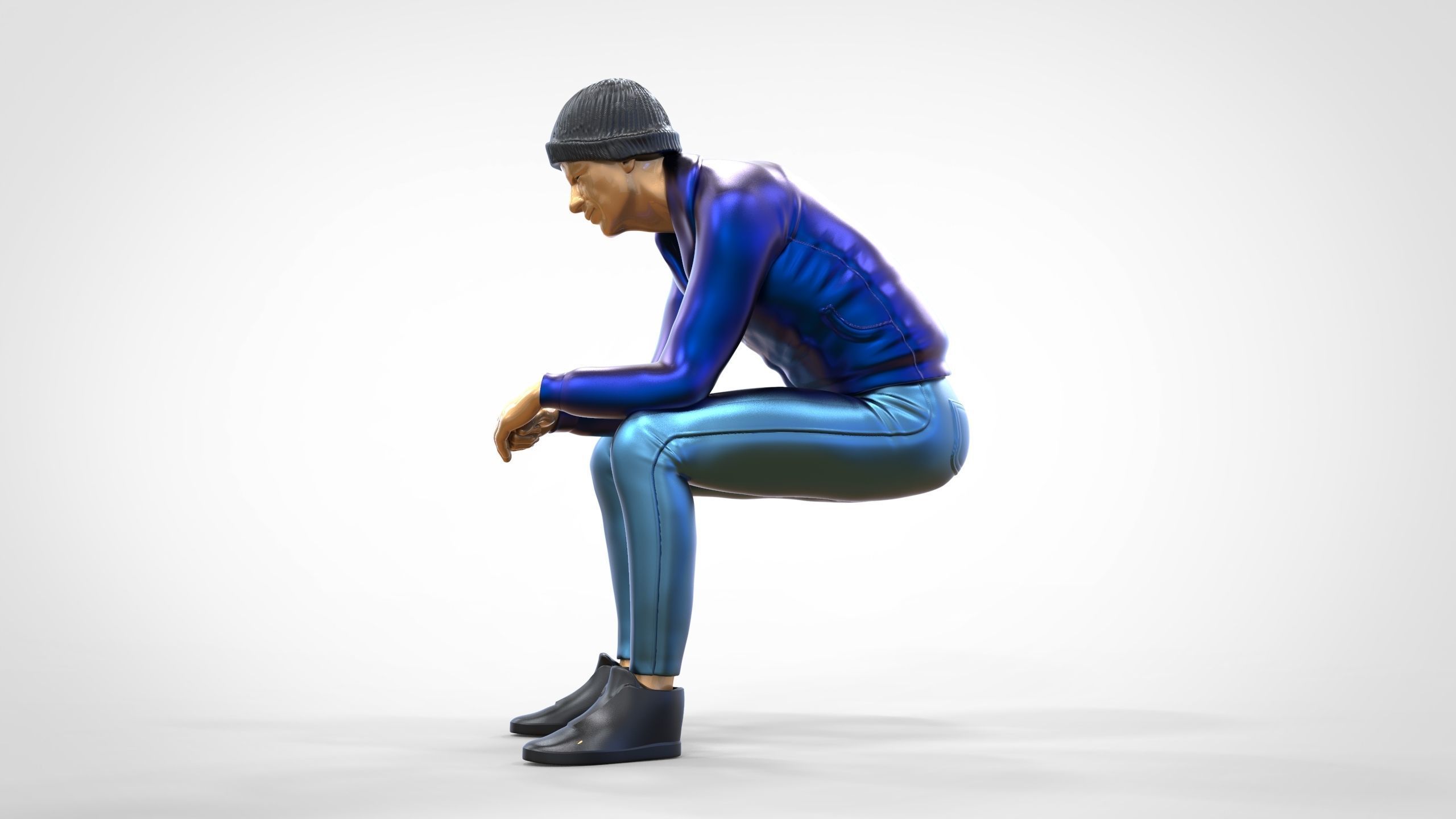 N3 Sitting man waiting 3D print model_12