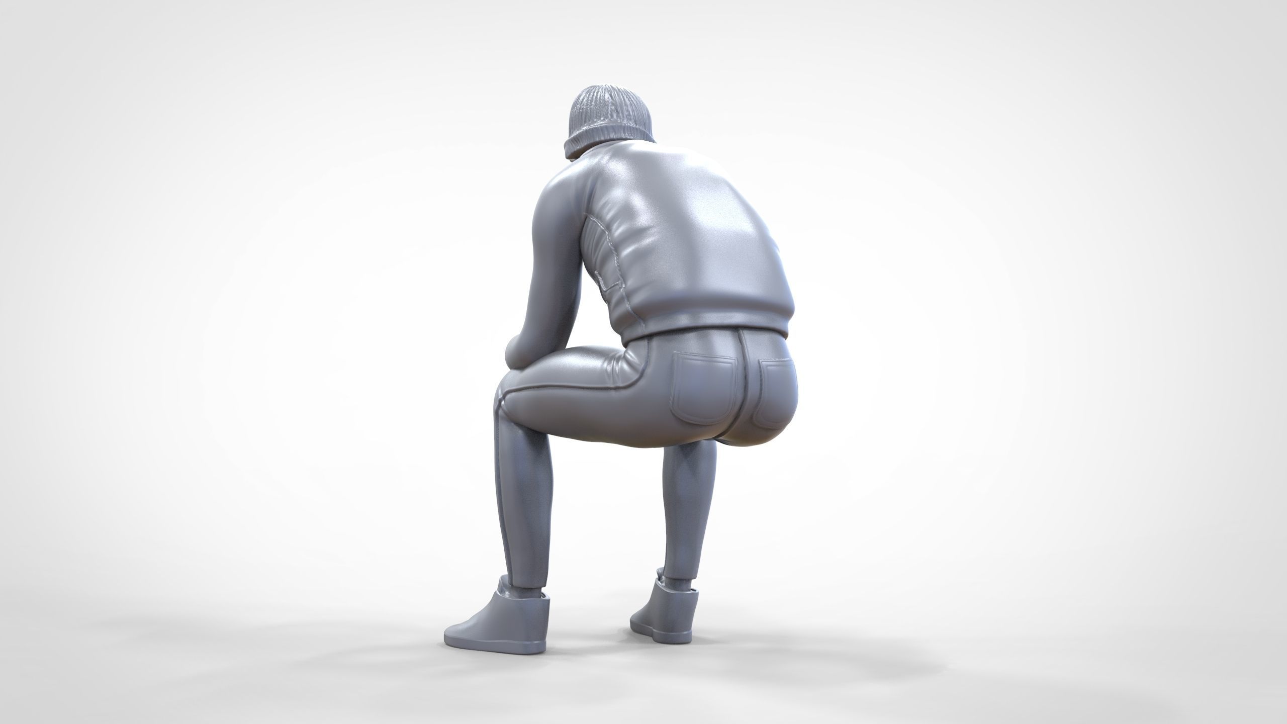 N3 Sitting man waiting 3D print model_24
