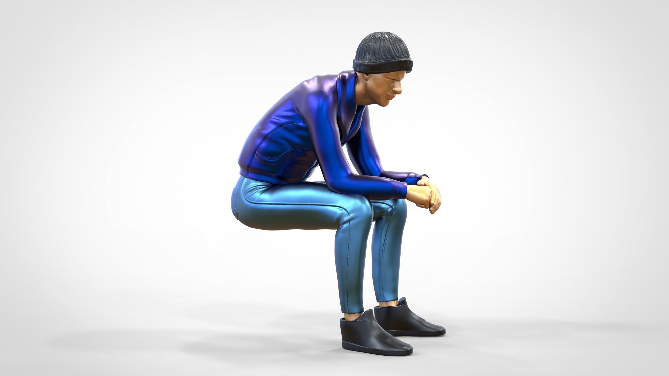 N3 Sitting man waiting 3D print model_1