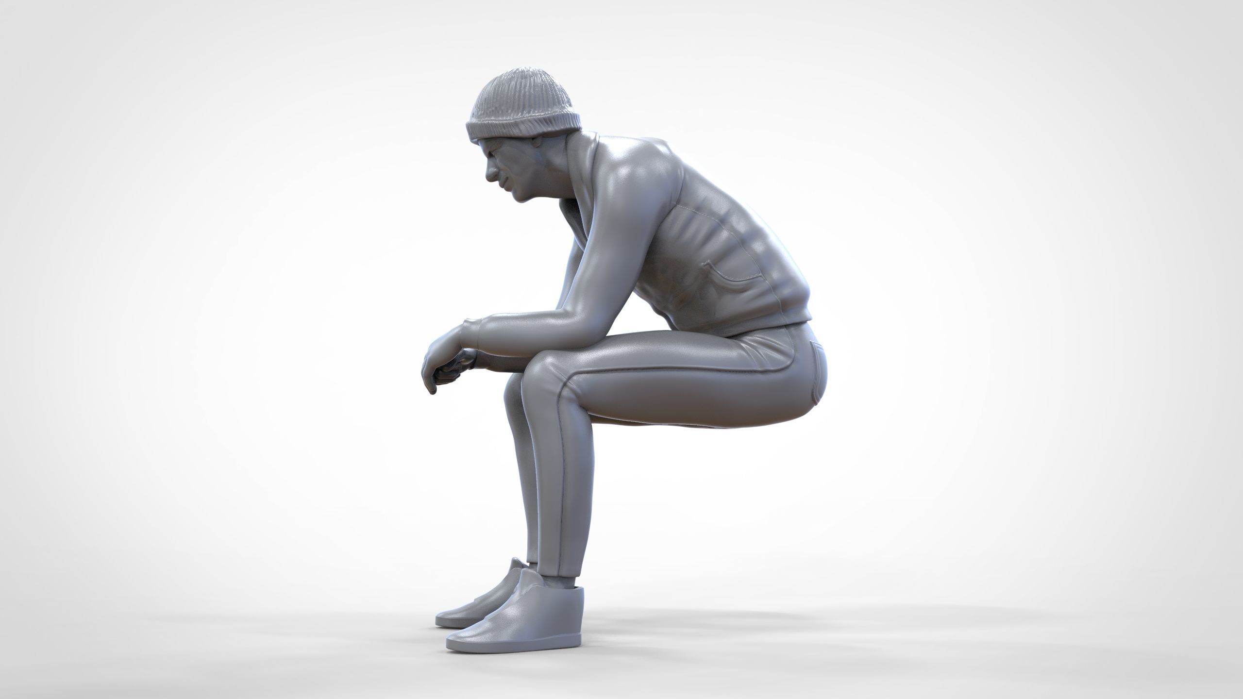 N3 Sitting man waiting 3D print model_26