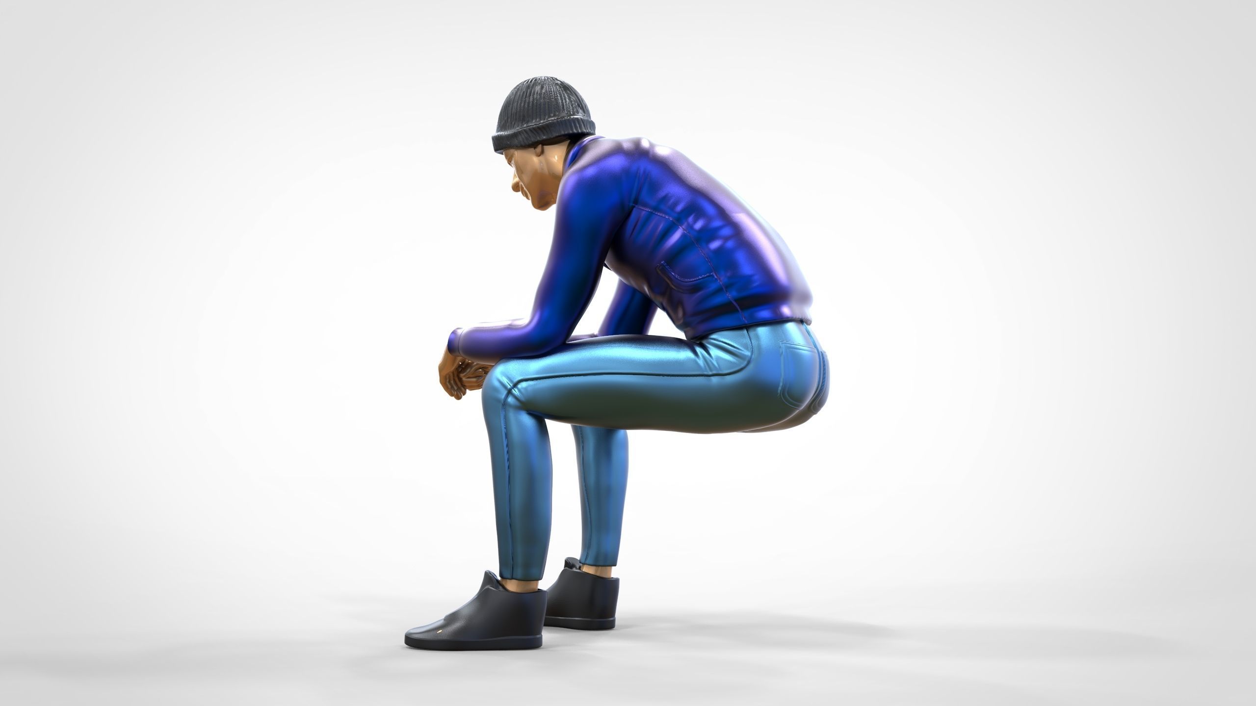 N3 Sitting man waiting 3D print model_10