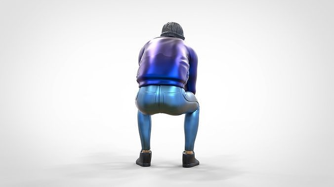 N3 Sitting man waiting 3D print model 7