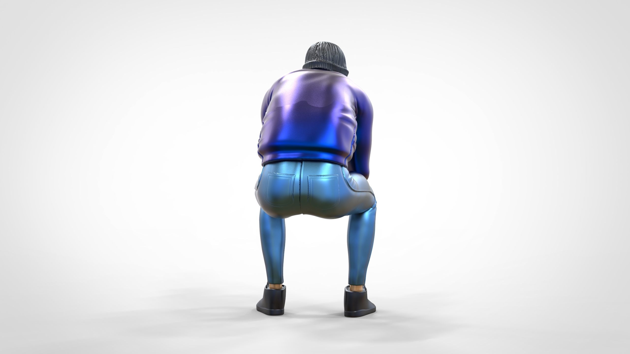 N3 Sitting man waiting 3D print model_6