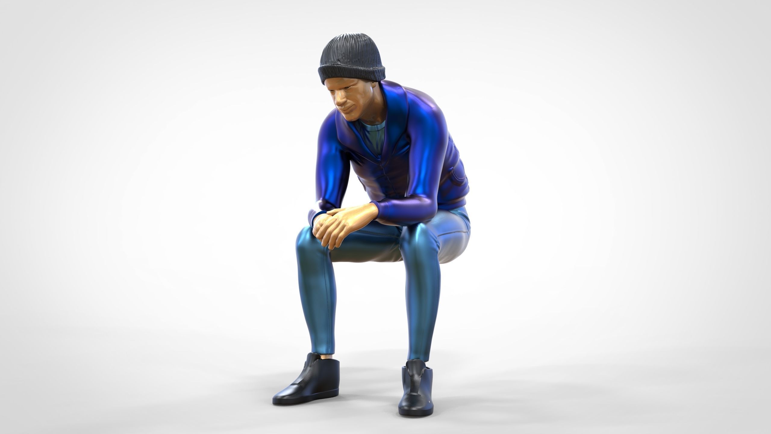 N3 Sitting man waiting 3D print model_15