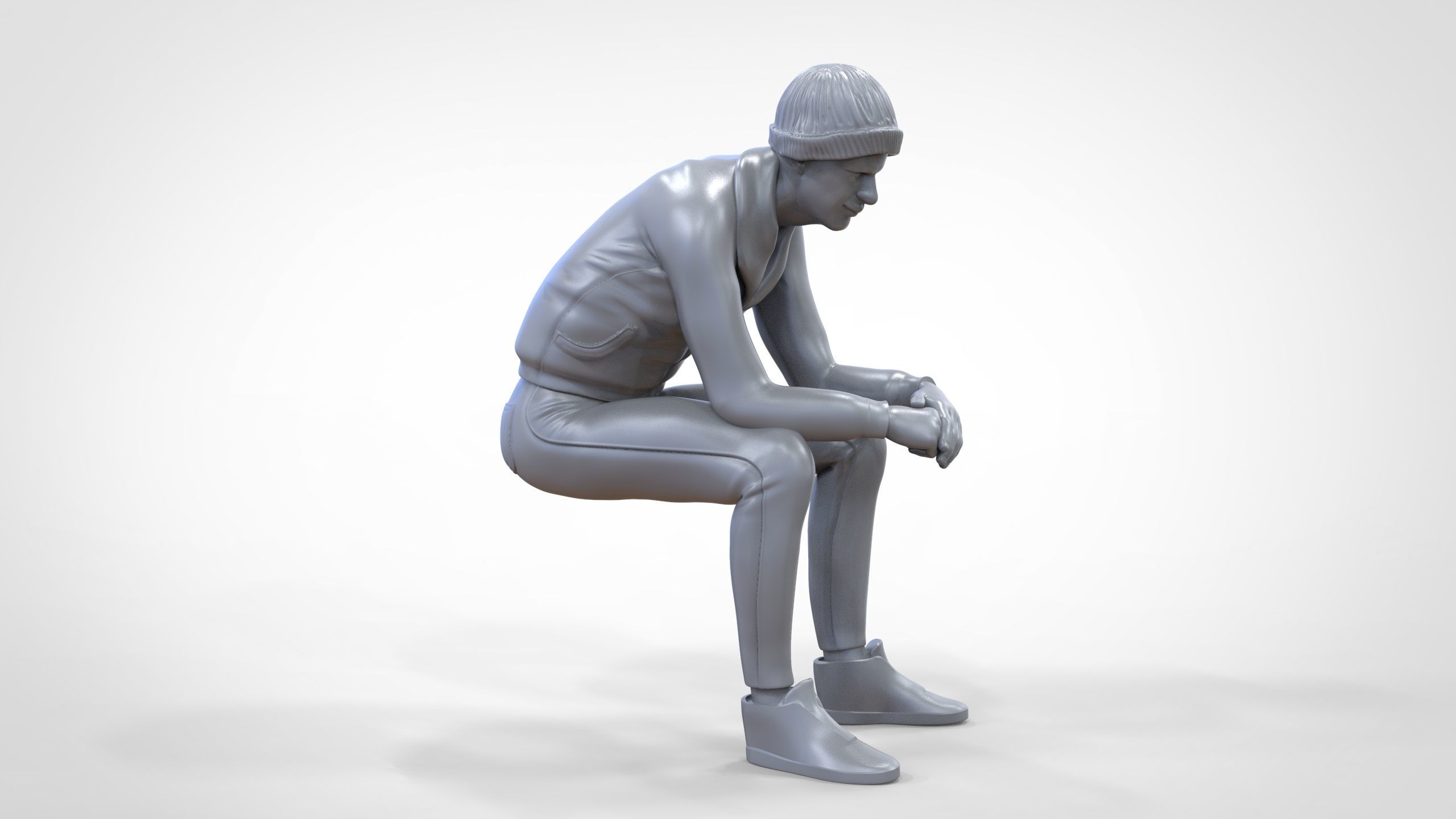 N3 Sitting man waiting 3D print model_20