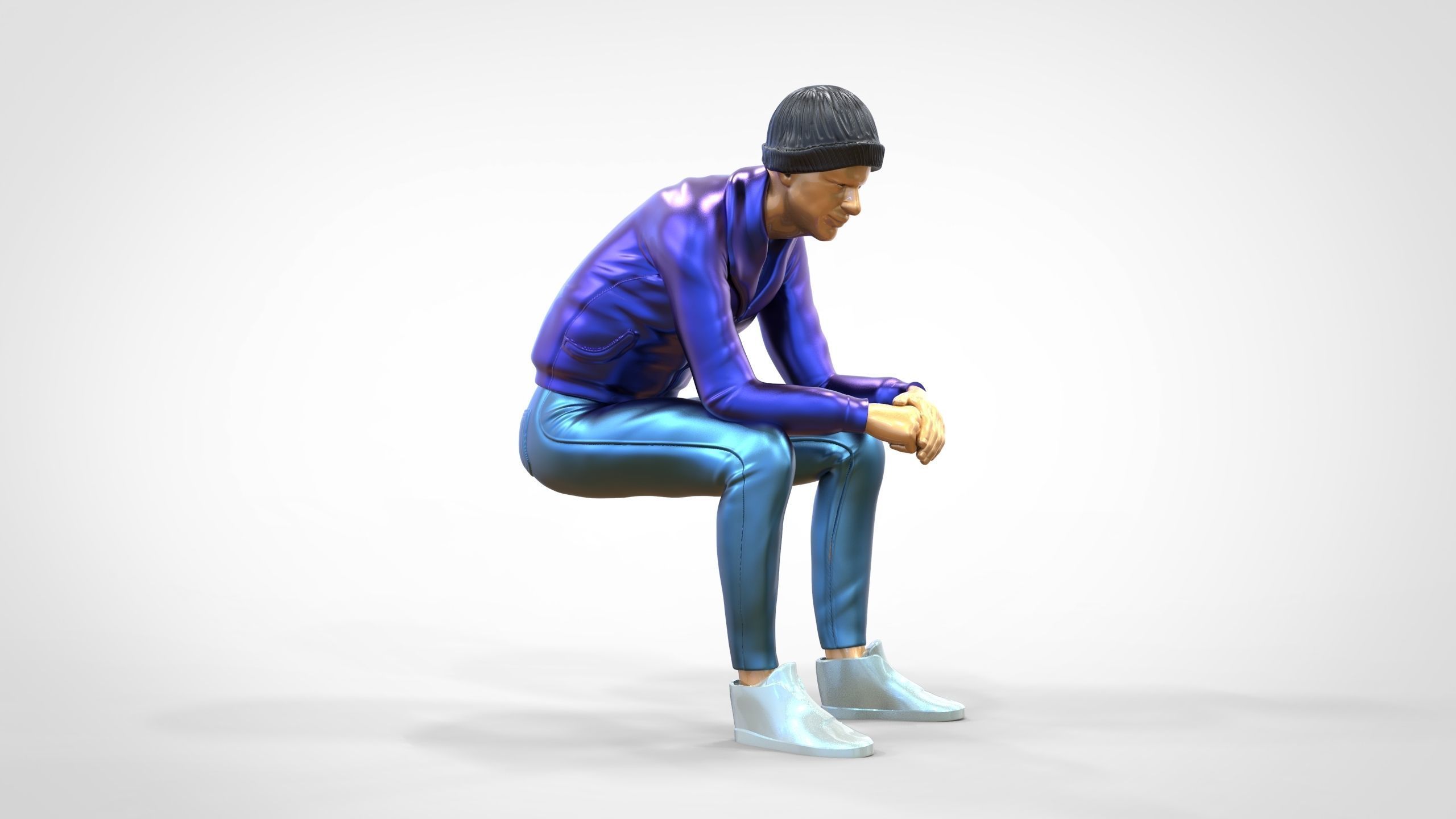 N3 Sitting man waiting 3D print model_30