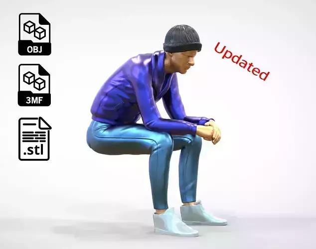 N3 Sitting man waiting 3D print model