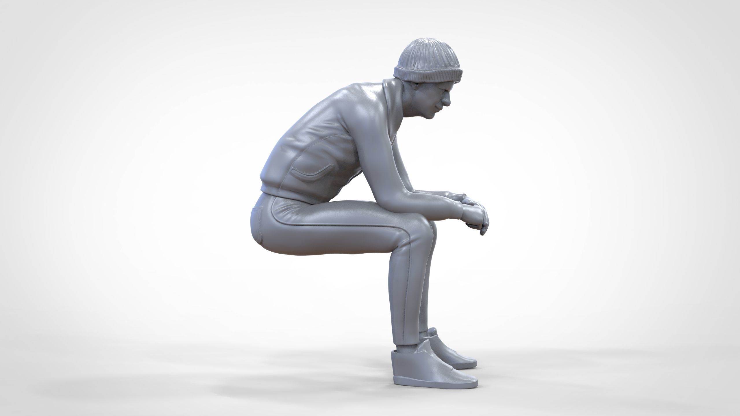 N3 Sitting man waiting 3D print model_21