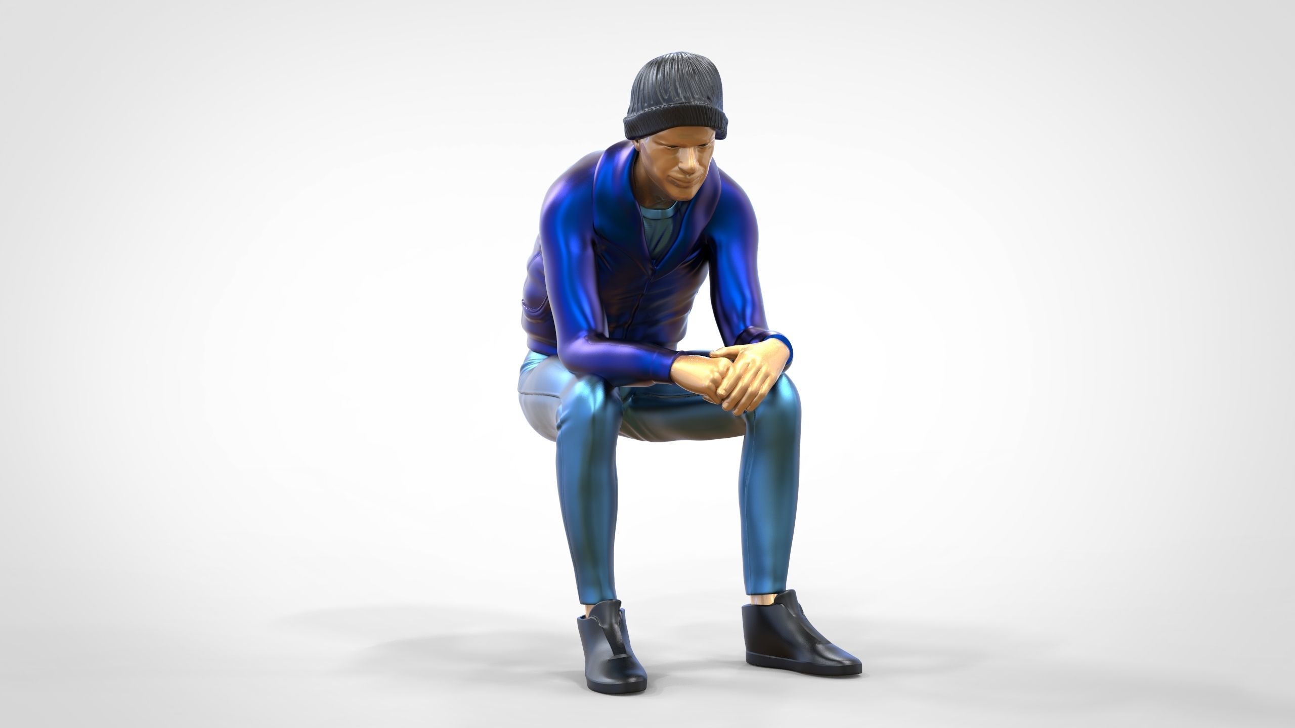 N3 Sitting man waiting 3D print model_18