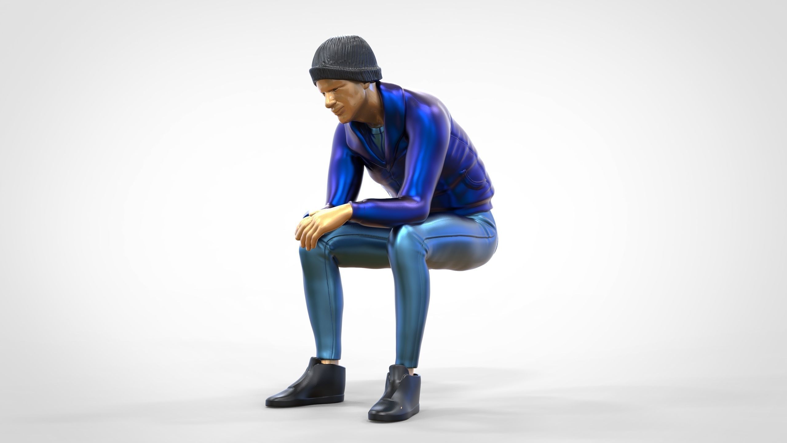 N3 Sitting man waiting 3D print model_14