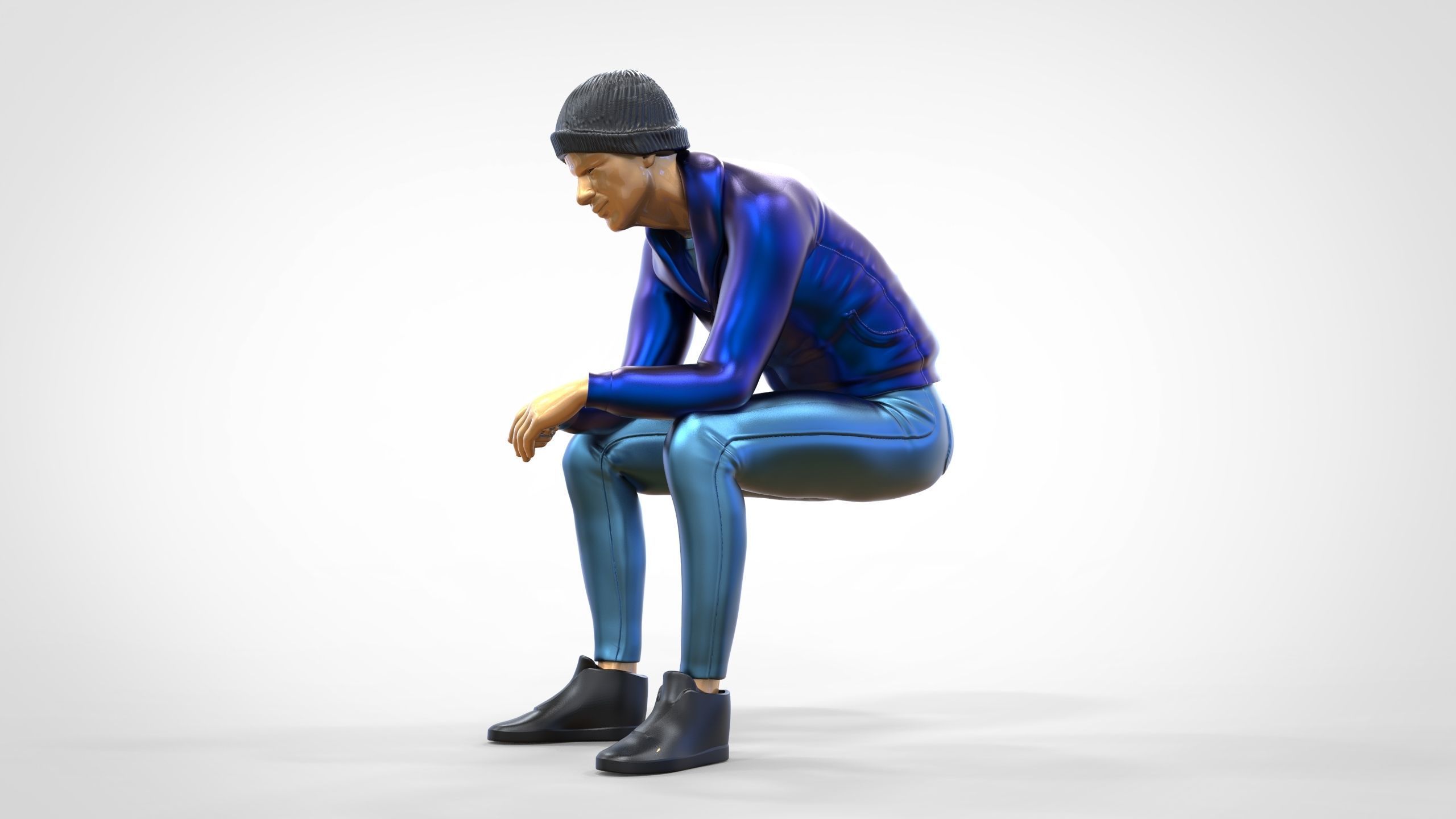 N3 Sitting man waiting 3D print model_13