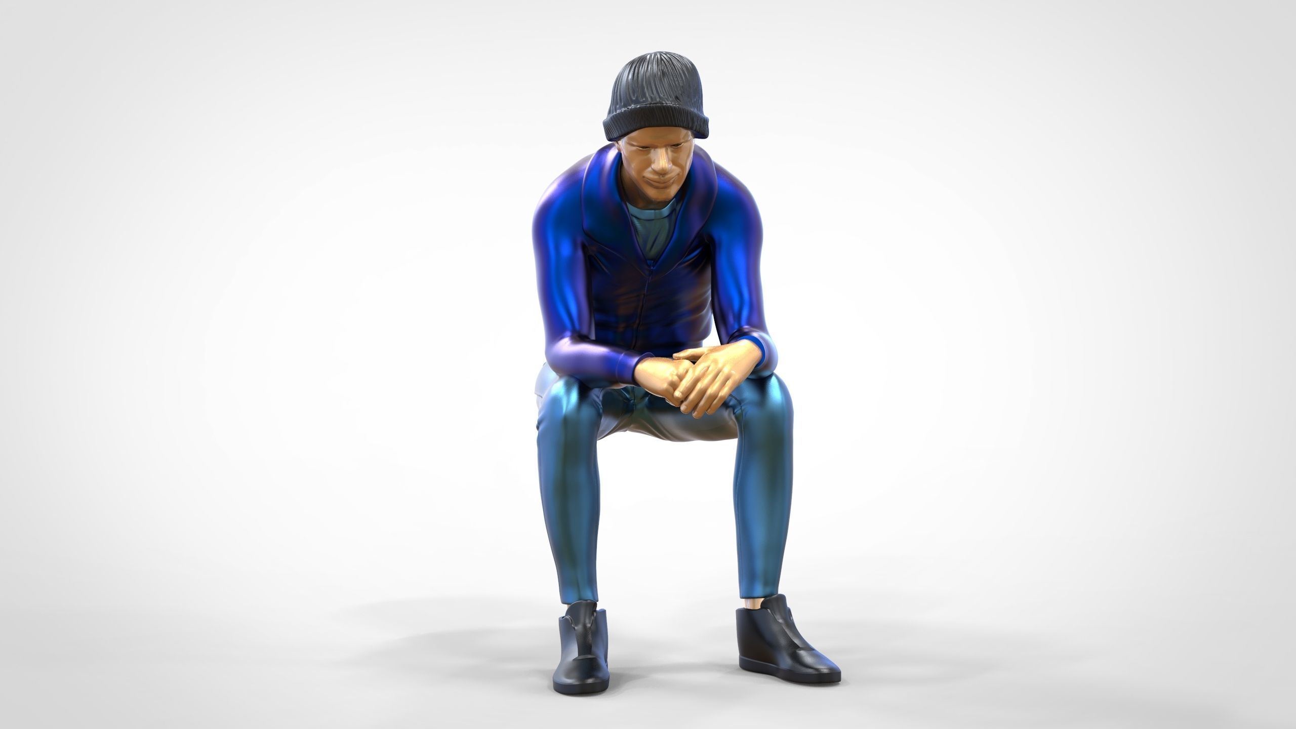 N3 Sitting man waiting 3D print model_17